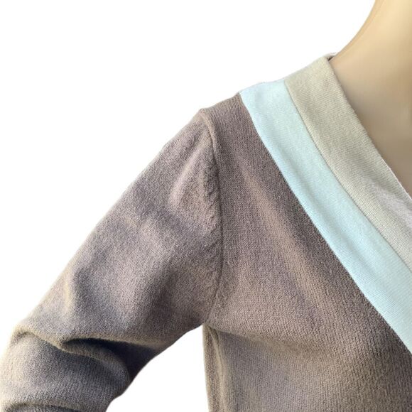 K. Jordan Brown Cream V Neck Long Sleeve Sweater Dress Size Medium - Picture 4 of 12